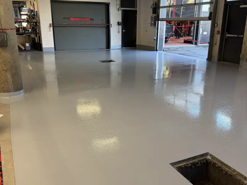 Solid grey epoxy parking garage